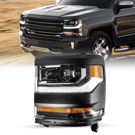 SOCKIR HID/Xenon Headlight Assembl Fit for 2016 2017 2018 Chevy Silverado 1500/2019 Chevy Silverado 1500 LD Projectory w/LED DRL Factory Headlamp, Black Housing Left Driver Side