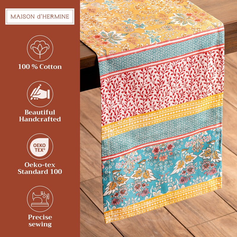 Maison d' Hermine Tablerunner 14.50"x72" 100% Cotton Decorative Easter Tabletop