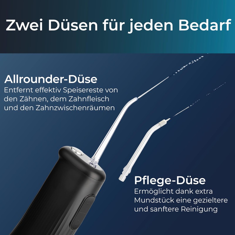 KLAMER Water Flosser with 2 Attachments for Effective Cleaning of