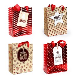 allgala 12-PC (6 x4.75 inch) Premium Metallic Foil Hotstamping Chritmas Gift Bag-GP91050