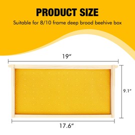 Honey Lake Deep Beehive Frames and Foundations Kit, 10 Pack Brood Wooden Frames and Natural Beeswax Dipped Plastic Foundation for Beekeeping