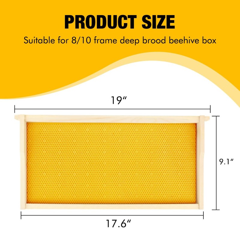 Honey Lake Deep Beehive Frames and Foundations Kit, 10 Pack