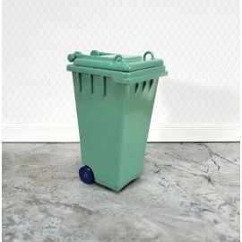 The Dolls House Emporium Dollhouse Green Garbage Can Wheelie Bin Opens 1:12 Scale Modern Miniatures