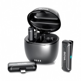 BOYA Wireless Lavalier Microphone for iPhone15 USB-C Android Laptop with Charging Case 30H Clip on Lapel Microphone Wireless for Video Recording Vlogging, YouTube, Interview 328FT