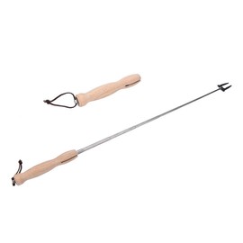 Tiardey 2Pcs BBQ Skewers Wooden, Handle Long Campfire Telescopic BBQ Fork, BBQ Accessories Kebab Forks, for BBQ, Campfire and Camping