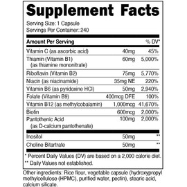 Nutricost High Potency Vitamin B Complex 460mg, 240 Capsules (3 Bottles) - with Vitamin C