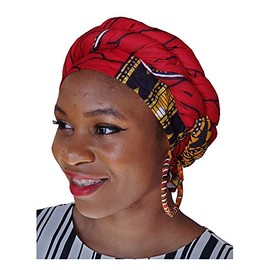 Dupsie's Red Diamond African Print Ankara Modu Hat Pre-tied Head Wrap