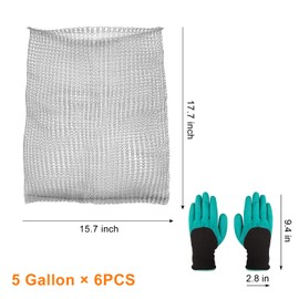 YBB 6PCS Root Guard Baskets, Gopher Wire Speed Baskets, Stainless Steel Mole and Vole Baskets for Garden Plant Root Protection with Gloves (5 Gallon)