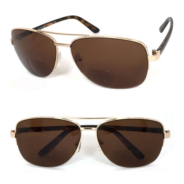 VeryHobby Retro Mens Pilot Semi Rimless 60mm Bifocal Tinted Sun