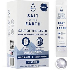 Salt of the Earth Electrolito premium sin azúcar - Elaborado con sal rosa del Himalaya - Sobres de polvo hidratante Ingredientes premium Apto para dietas cetogénicas y paleolíticas 12 sobres