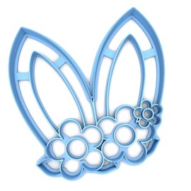 Sweet Prints Inc Bunny Ears with Flowers Cookie Cutter - Dishwasher Safe (Small: 3")