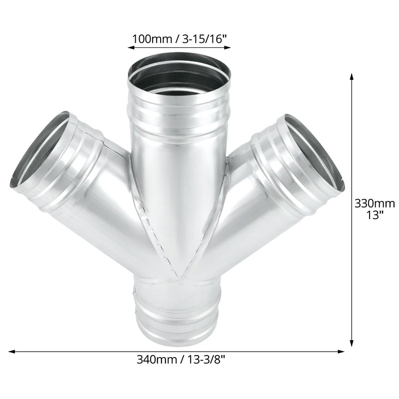 QWORK 4-Way Duct Splitter, 45° 4" Branch Metal Duct Connector