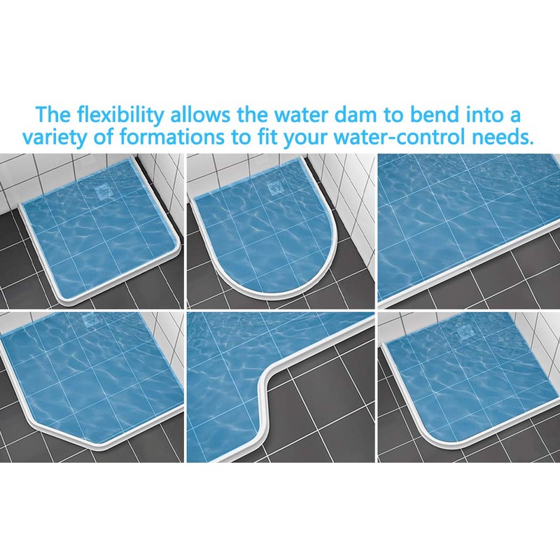 39 Inch Shower Threshold Water Dam Collapsible Bath Shower Barrier