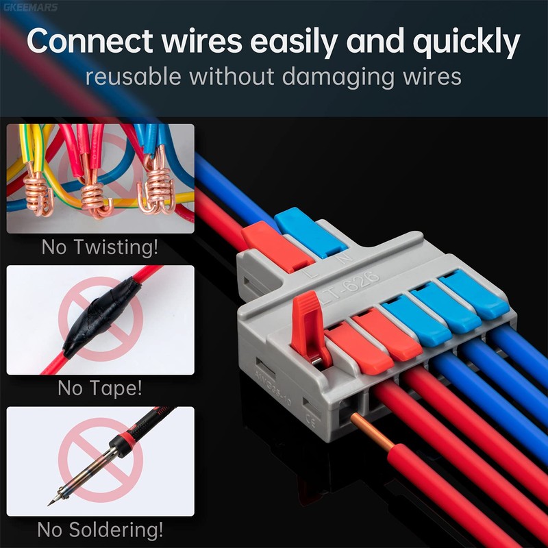 GKEEMARS 10Pcs Lever Wire Connectors, Quick Disconnect Kit Cable Clamp