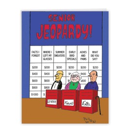 NobleWorks - 1 Large Happy Birthday Card (8.5 x 11 Inch) - Funny Cartoon Stationery for Celebrating Birthdays - Senior Game Show J6291