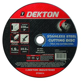 Dekton 115mm Cutting Disc Stainless Steel Ultra Thin- 230mm diameter| 22.2mm Arbor| 1.9mm Thickness| Ideal For Cutting Steel| Compatible with most angle grinders| Ensuring minimal material loss