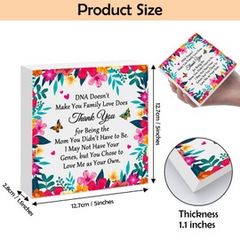 Stepmom Gift Mothers Day Birthday Gifts for Bonus Mom Wooden Plaque Box Sign Step Mom Gifts from Daughter Son Thank You Gift for Stepmother Mother In Law Thanksgiving Christmas Wood Box Sign Decor