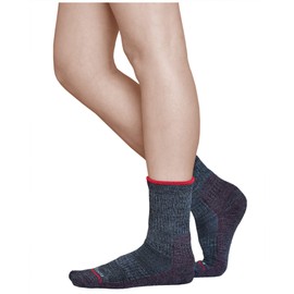 vitsocks Women's Merino Wool HIKING WALKING Boot Socks Thick Anti Blister Breathable Warm, grey-burgundy, 6-8