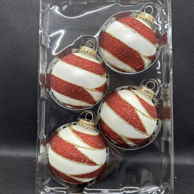 Christmas By Krebs Glass Classic White Velvet 2 5/8” Ball