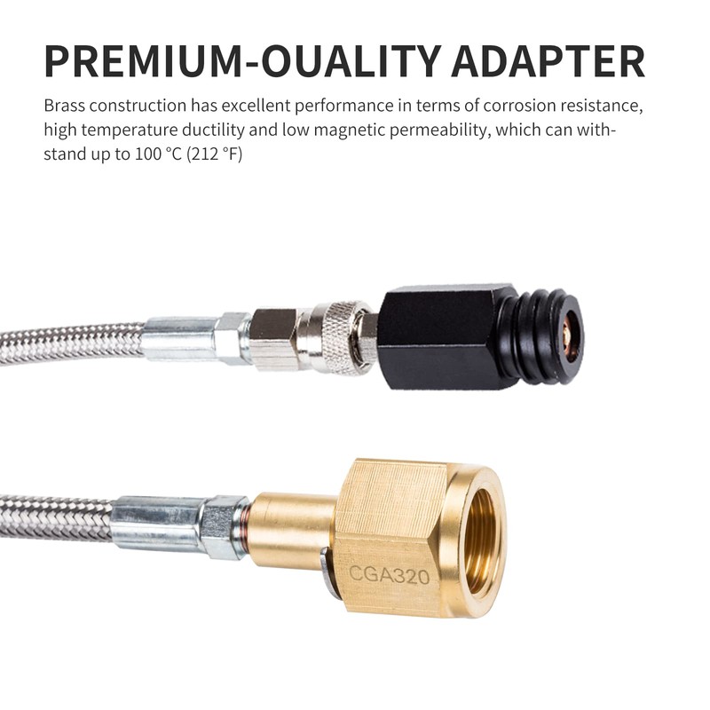 GURUDAR CO2 Tank CO2 Cylinder Direct Adapter with 60in Stainless