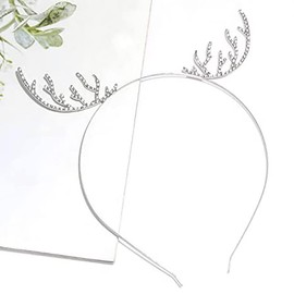 Reindeer Antlers Headband for Christmas Party Hair Accessories for Women Men Silver Antlers Christmas Headband for Teens Christmas Tiara for Easter Party