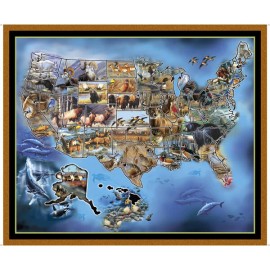Quilting Treasures QT Animal Fabric Sew & Go United States America Animals Map QT Cotton 36" Panel