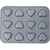 Fox Run Mini Heart Muffin Pan, 12-Cup, Preferred Non-Stick, Gray