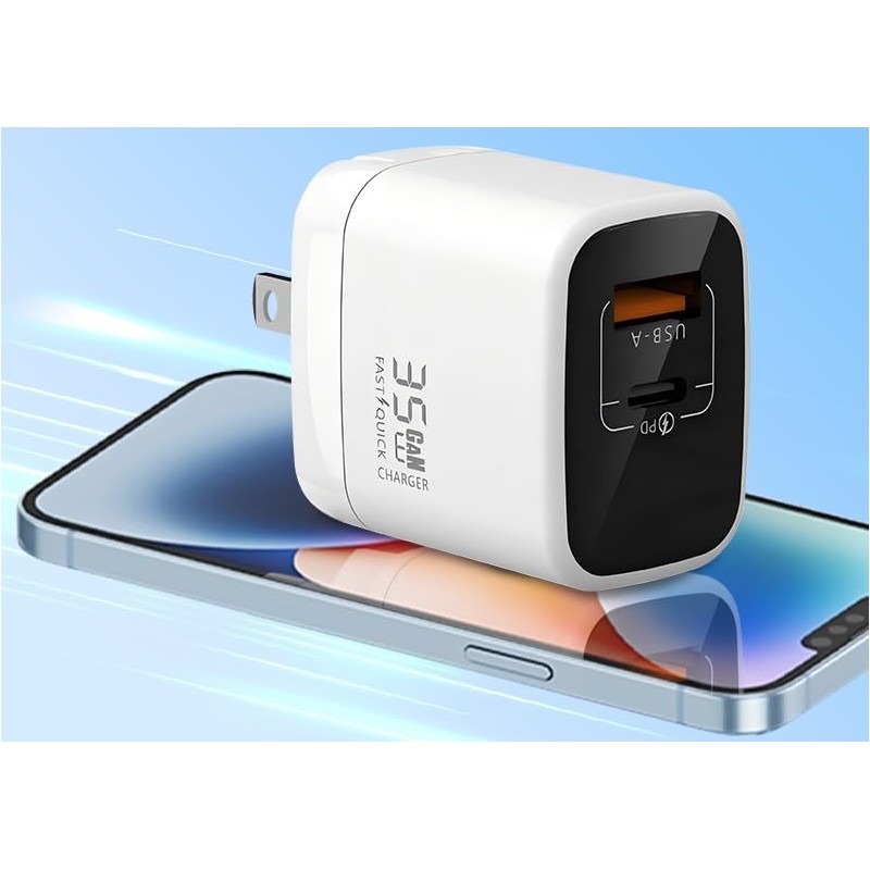 Fast 35W USB-C Charger - GaN Power Delivery - Dual