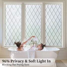 bofeifs Decorative Window Privacy Film, Static Cling for Bathroom Bedroom Kitchen, UV Heat Blocking Removable Reusable for Home & Apartment (17.5 x 118.1 in)