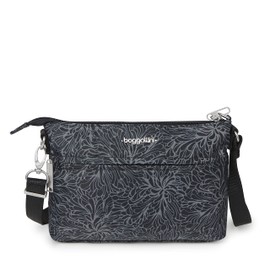 Baggallini Women's Anti-Theft Memento Crossbody Bag Cross Body, Midnight Blossom, One Size