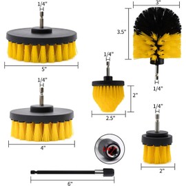 6pc 1/4 'power washer set electric accessories cleaning brush set for cleaning bathroom and kitchen floor tiles