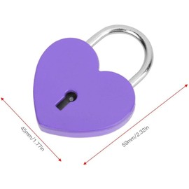 Purple Treasure Chest Padlock,Mini Love Heart Shaped Metal Lock Diary Book Security Padlock with Key for Jewelry Box Purse Handbag Cabinet Lockers Letter Box Keyed Padlocks
