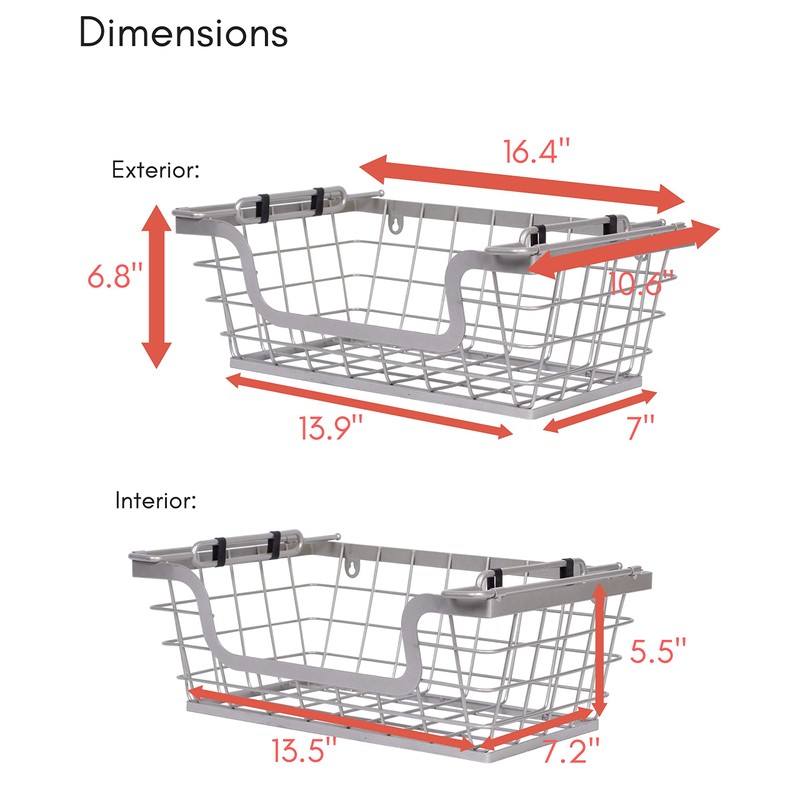 BirdRock Home Wire Basket for Storage - Set of 2