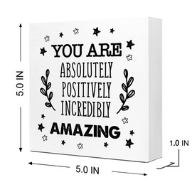 You are Absolutely Positively Incredibly Amazing Wooden Sign Desk Decor,Inspirational Positive Wood Block Sign Desk Decorations for Home Women Girl Room Office Desk Shelf Table Decor
