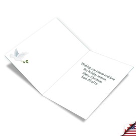 NobleWorks Jumbo Christmas Greeting Card From Us 8.5 x 11 Inch with Envelope (1 Pack) Large Jumbo Merry Christmas Holiday Peace On Earth - Garden J10195HXSG-US