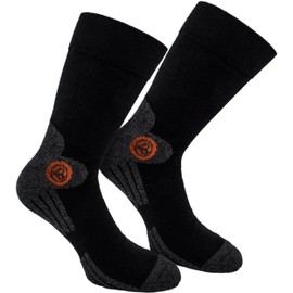 4 Pairs of BRUBAKER Trek-Power Socks Black Grey with Logo Orange Size EU 43-46 / UK 9-12