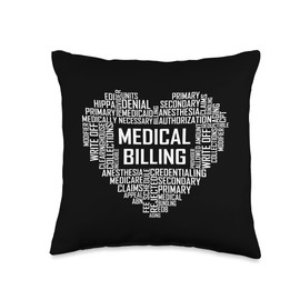 Medical Billing Heart Design Heart Medical Billing Job Throw Pillow, 16x16, Multicolor