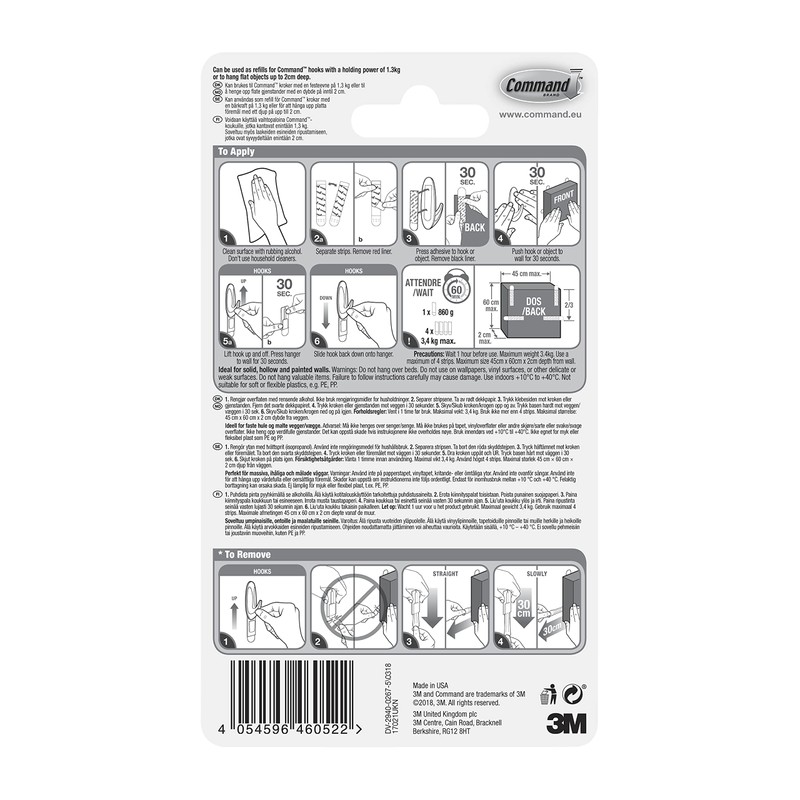 Command MR03-BN Large Modern Design Brushed Nickel Metal Hook