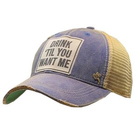 clásico LIFE Drink Til You Want Me Royal - Gorra de camionero desgastada, talla única, azul, algodón y poliéster, gorro, gorro, gorro, gorros, Azul Real, Talla única