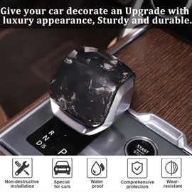 HAPPYHORSE Car Gear Shift Knob Head Cover Trim Compatible with Land Rover Range Rover Sport/Vogue，VELAR/Discovery 5，Carbon Fiber Gear Shift Knob Head Protective Cover Decoration (Forging)