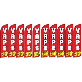 Vape Shop Pack of 10 Windless Flags | Advertising Vape Shop Flags for Business | Weatherproof Polyester Vape Shop Flags | Outdoor Vape Shop Flags for Business (Hardware Not Included)