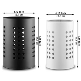 Kyraton Kitchen Utensil Holder Set Of 2, Stainless Steel Utensil Holder, Spatula Utensil Organiser, Kitchen Decoration, Black & White