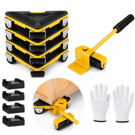 Furniture Dolly, 4 Pack Triangular Moving Dolly, Furniture Movers with 9 360° Rotatable Wheels, Heavy Duty Furniture Lifter Mover Kit, Large Furniture Easy Moving, Maximum Load 2000LBS (Yellow)