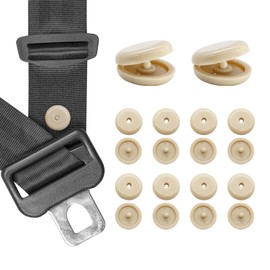FSTURIOS 10 Sets Seat Belt Button Stop, Snap-on Seatbelt Stopper Prevent Buckle from Sliding Down, Universal Fit Stopper Button Plastic Seat Belt Buckle Clip Stop, Car Accessories (Beige)