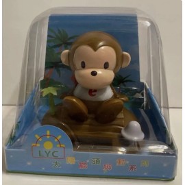 Solar Dancing Brown Monkey Sitting Bobble Toy Solar Powered,New!