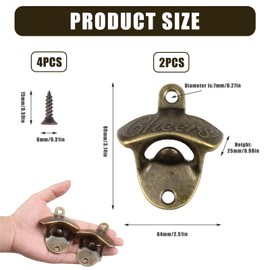 Lotnery Vintage Cast Iron Wall Mounted Bottle Opener 2-Pack with Self-Tapping Screws - Rustic Pub-Style Opener for Home Bars, Gardens & Kitchens | Heavy-Duty Cap Catcher Design