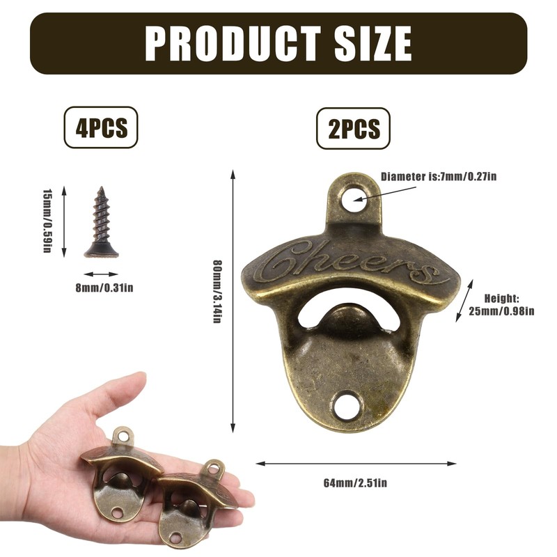 Lotnery Vintage Cast Iron Wall Mounted Bottle Opener 2-Pack with