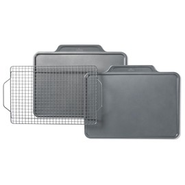 All-Clad Pro-Release Nonstick Bakeware Set 3 Piece Oven Safe 450F Half Sheet, Cookie Sheet, Muffin Pan, Cooling & Baking Rack, Round Cake Pan, Loaf Pan, Baking Pan Grey