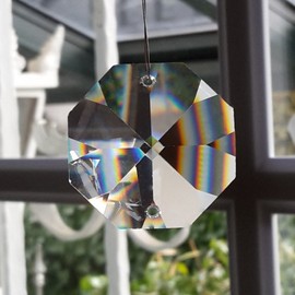 30 x Crystal Caps 14 mm 2-Hole Octagon Octagon Rainbow Crystal Feng Shui 30% Pbo Lead Crystal Decoration for Chandeliers and Crafts