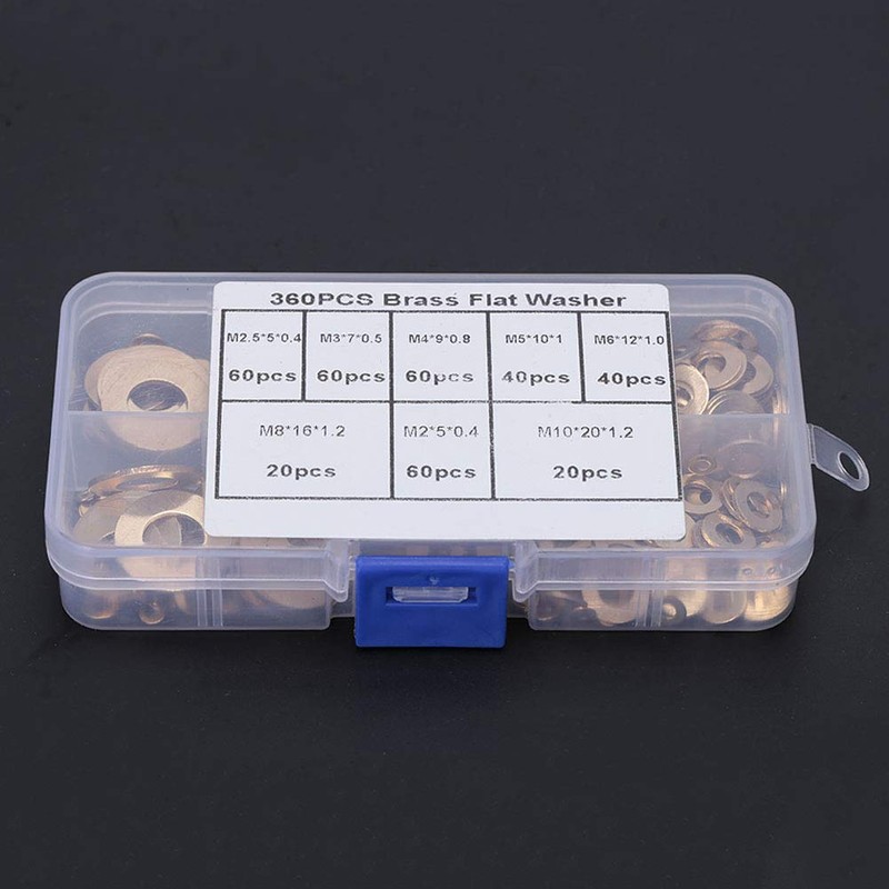 360pcs Brass Flat Washer Gasket Kit
